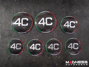 Alfa Romeo 4C Carbon Fiber Badge Cover Kit - Italian Stripe